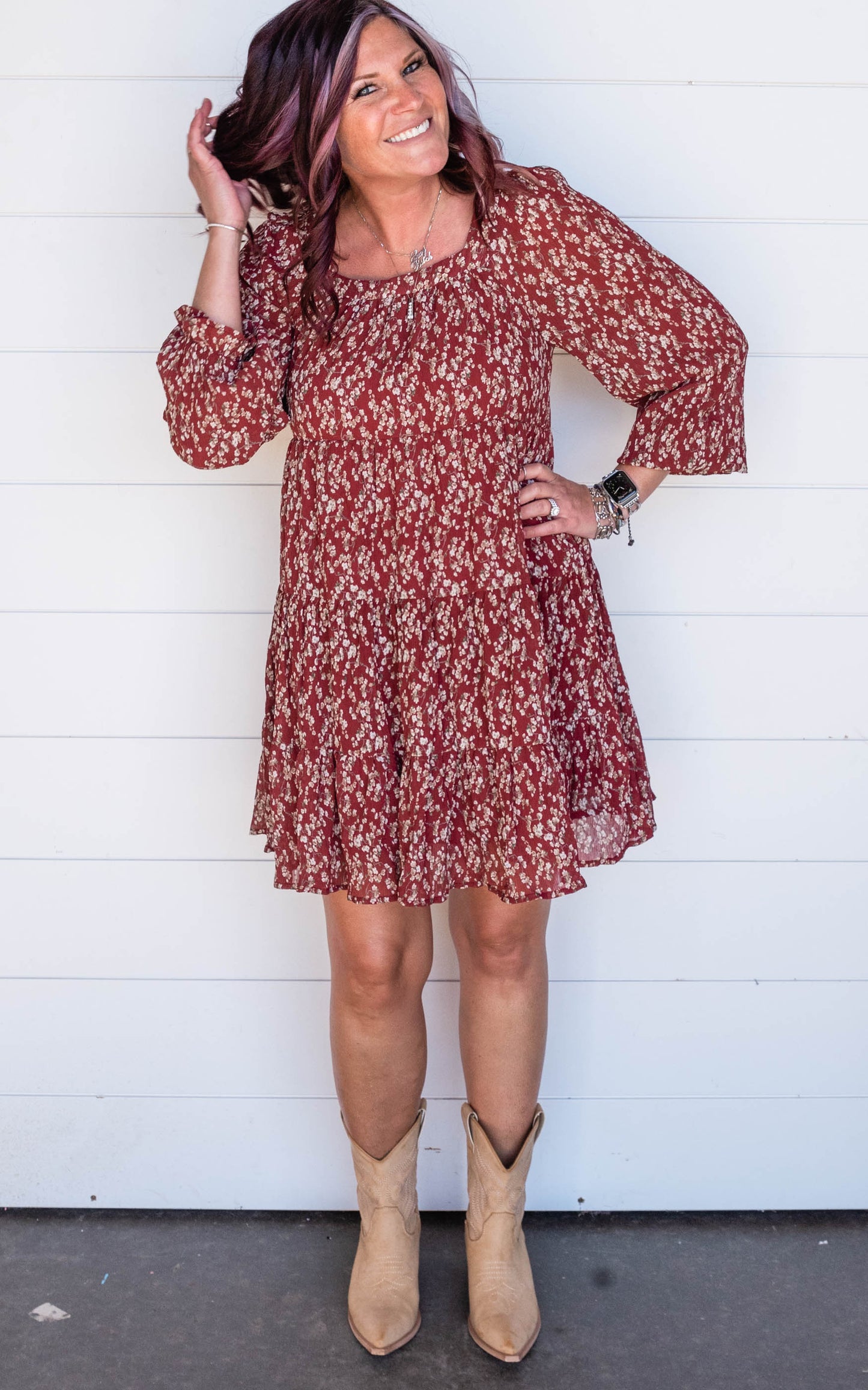 Floral Burgundy Dress