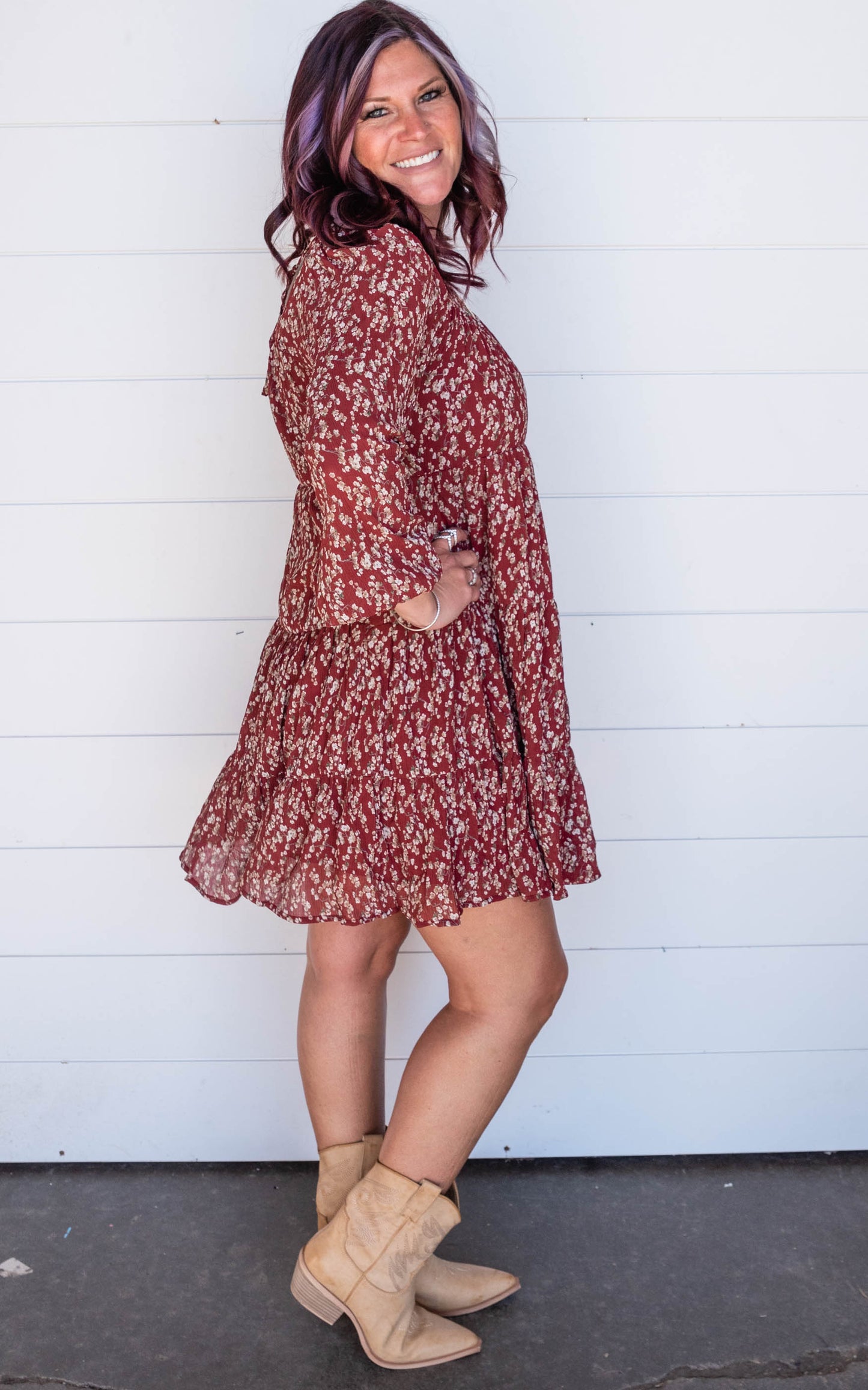 Floral Burgundy Dress