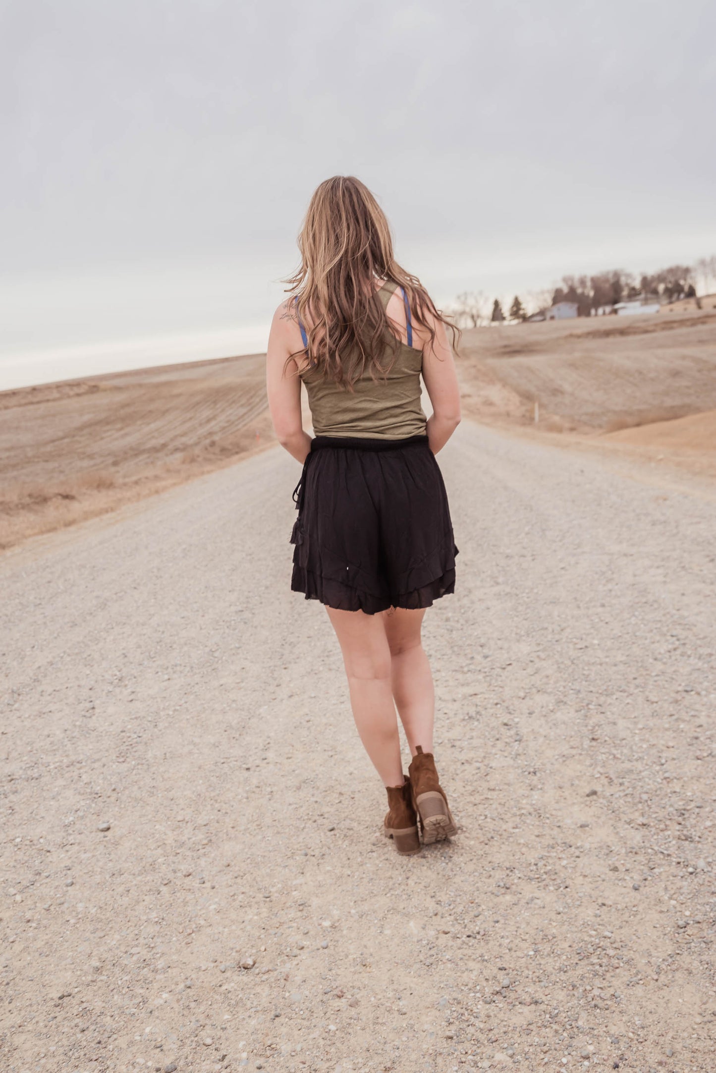 black ruffle skort