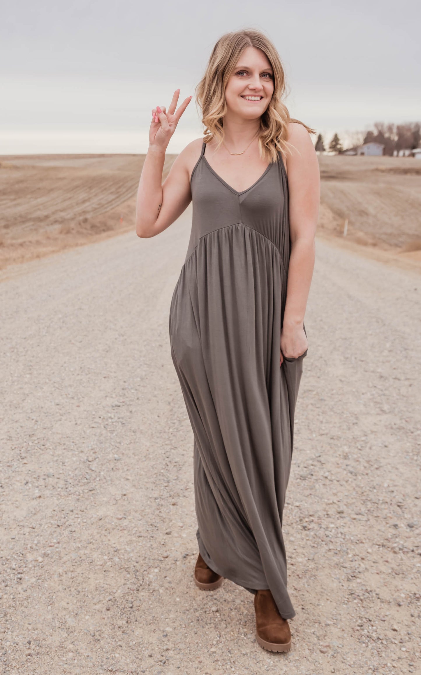 Light Hunter Green Maxi Dress - Final Sale