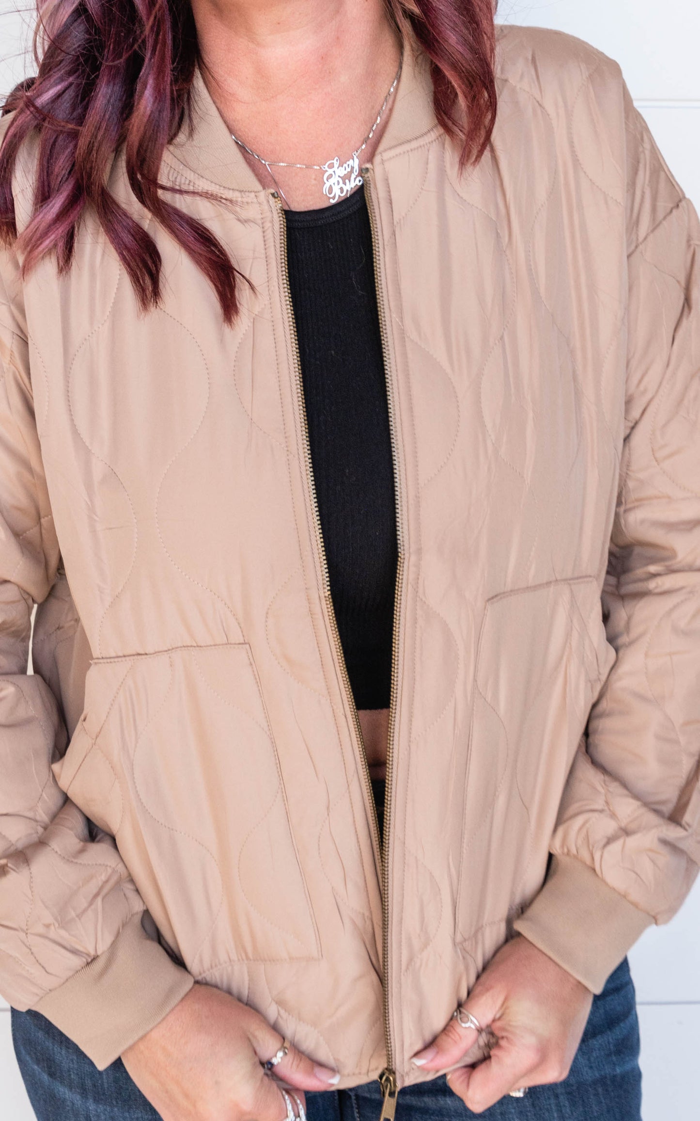 mocha quilted jacket 