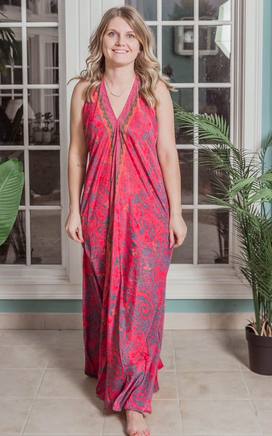 Hibiscus Halter Maxi Dress