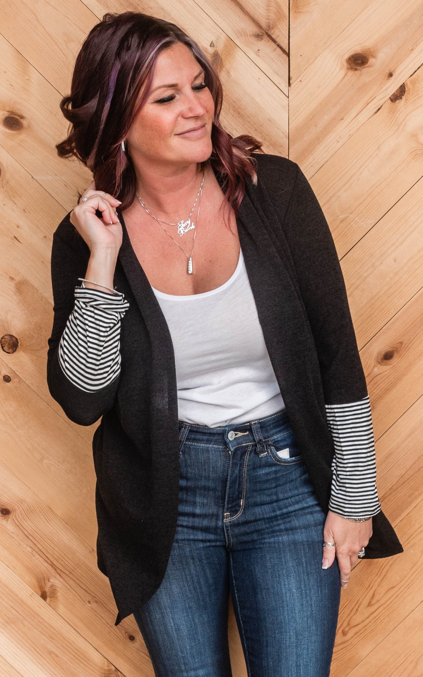 black stripe cardigan 