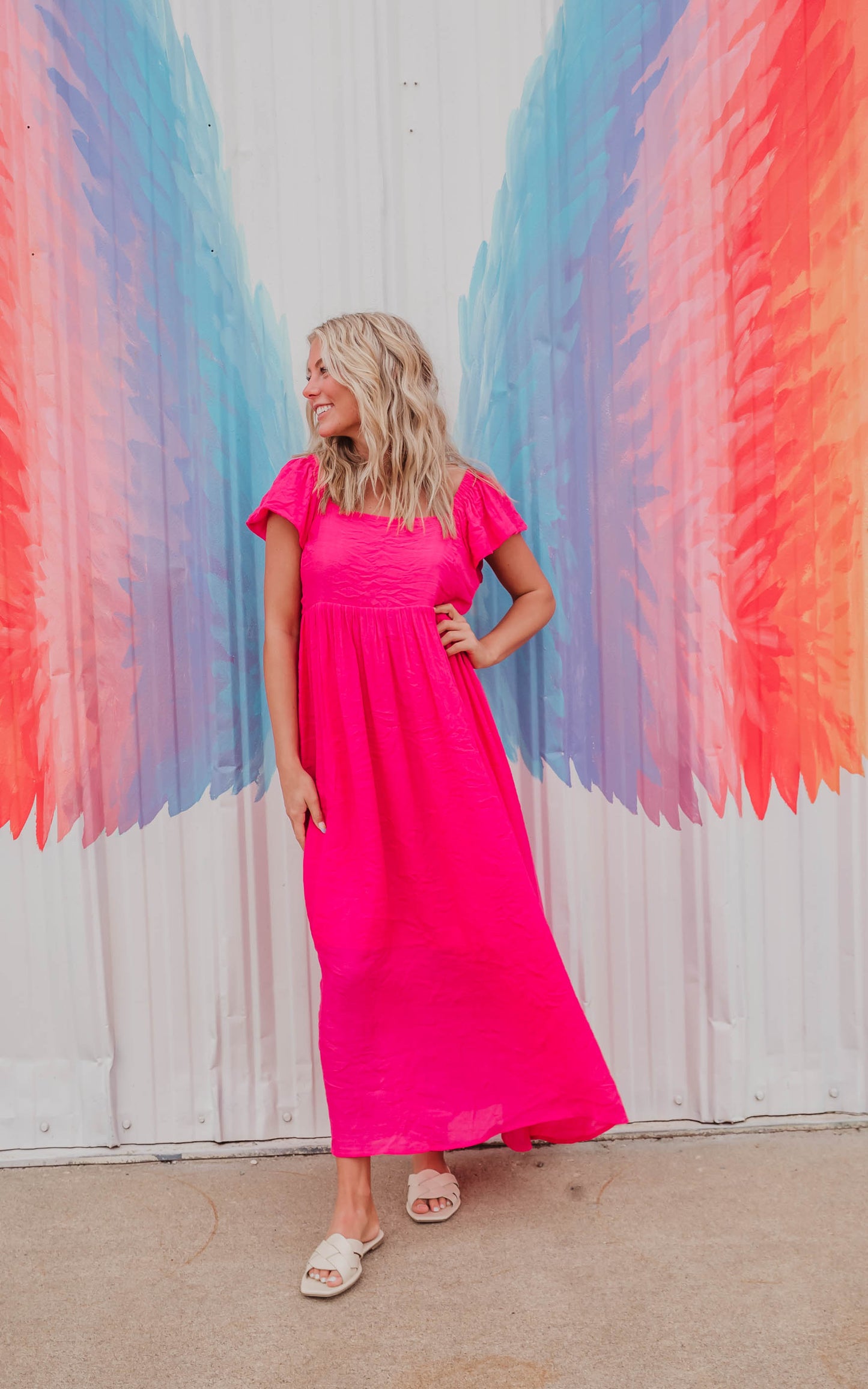 fuschia maxi dress