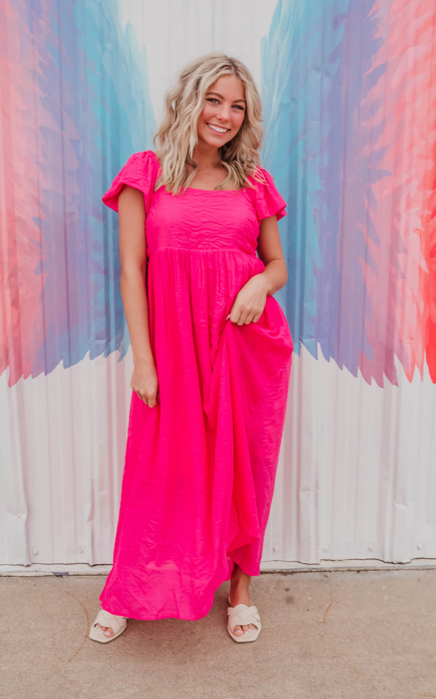 hot pink maxi dress