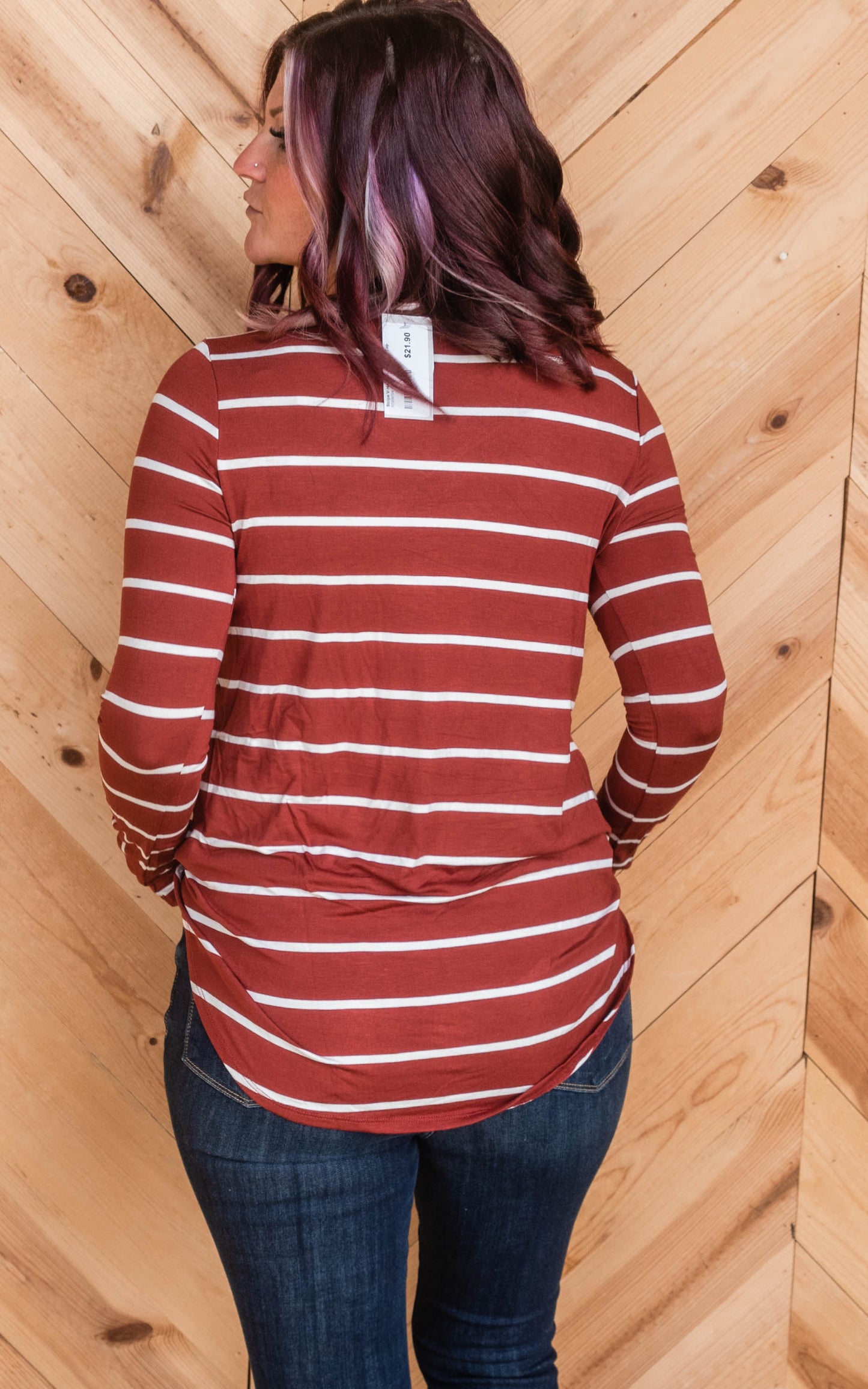 rust ivory stripe top 