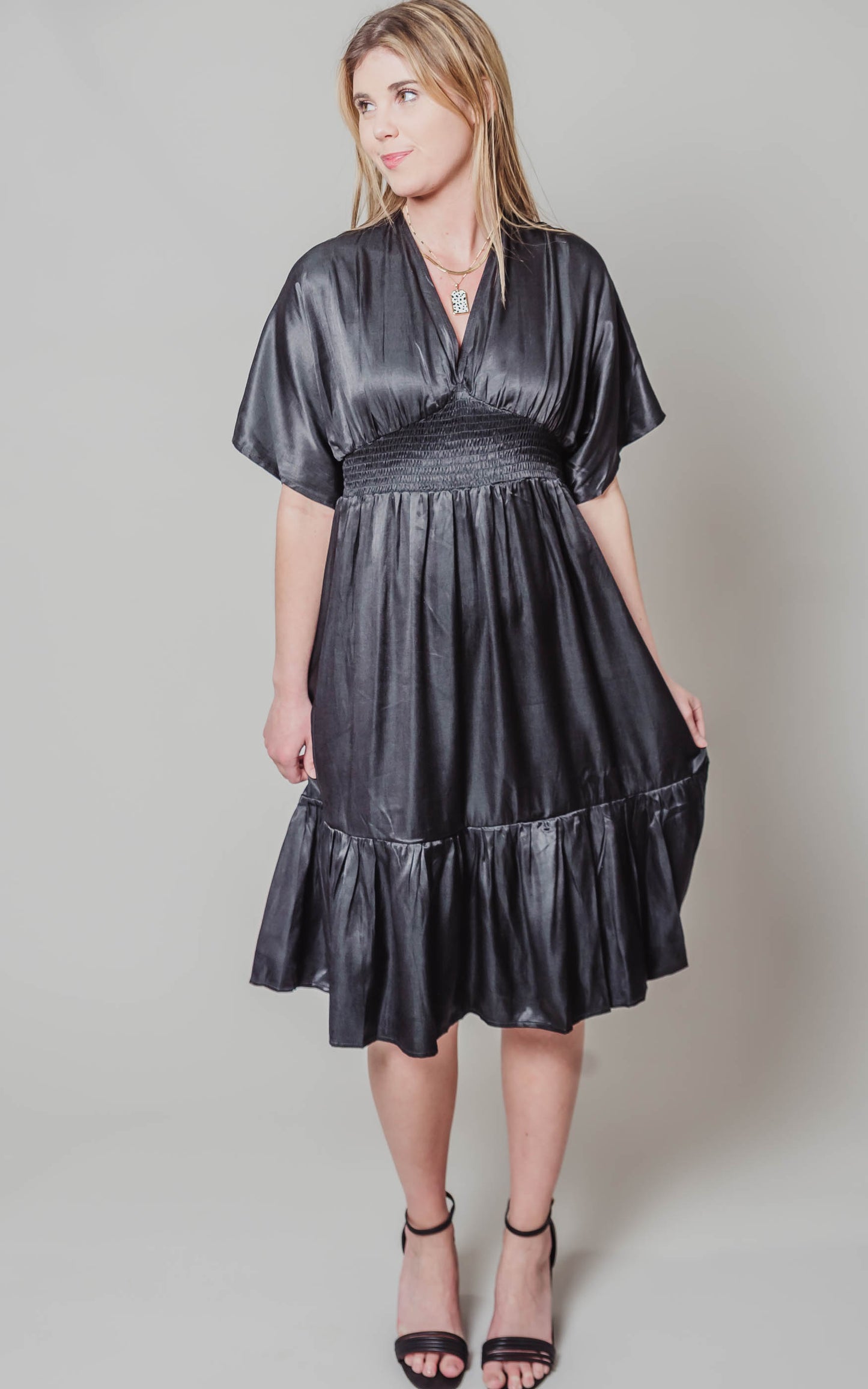 black smock dress