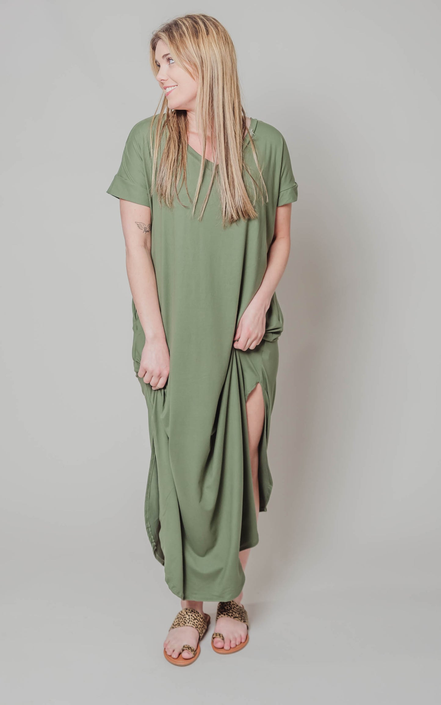 olive maxi dress