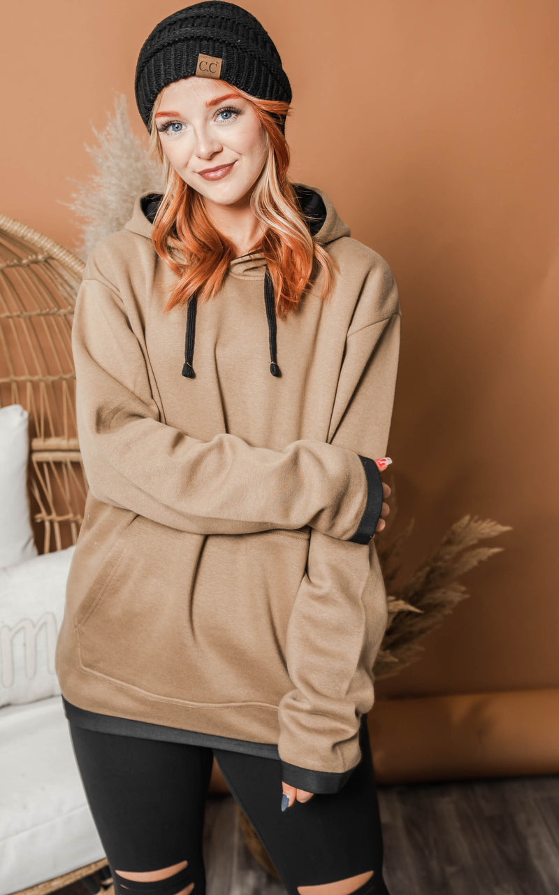 Unisex brown double layer hoodie 