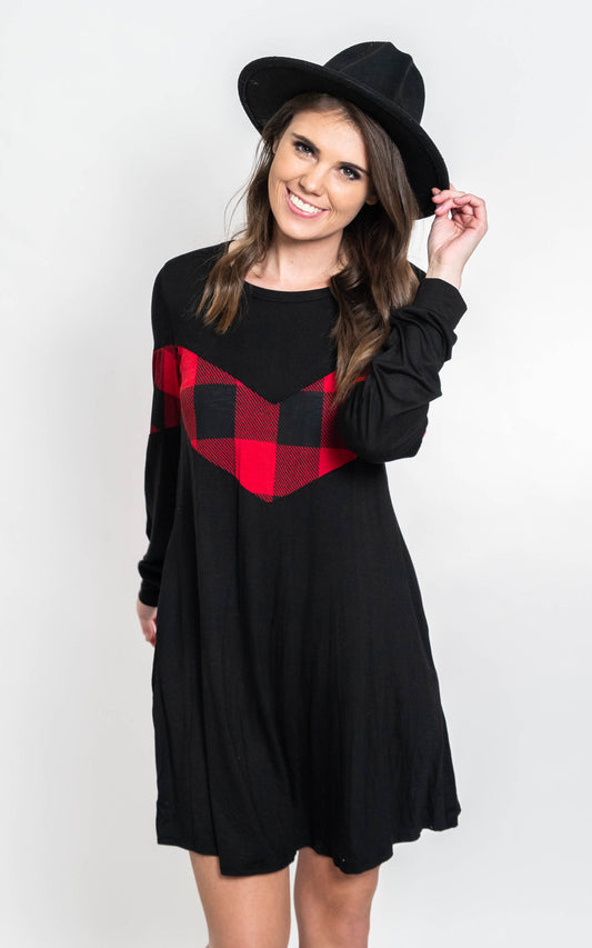  Vneck Buffalo Plaid Dress {Hemish}, CLOTHING, HEMISIH, BAD HABIT BOUTIQUE 