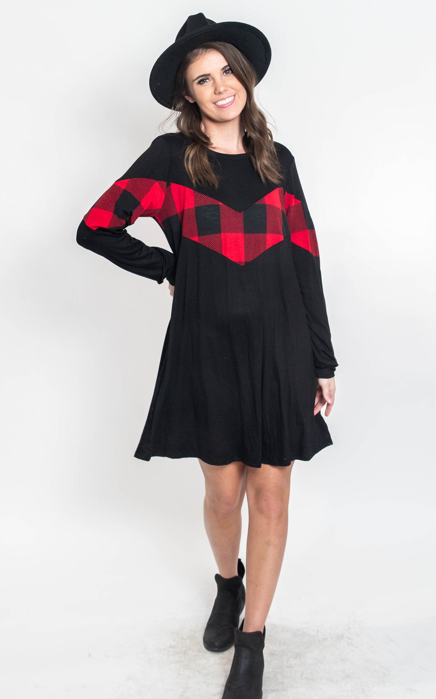  Vneck Buffalo Plaid Dress {Hemish}, CLOTHING, HEMISIH, BAD HABIT BOUTIQUE 