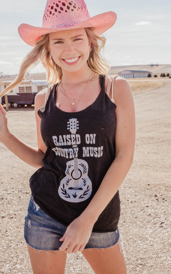 Raised on Country Music Racerback Tank Top