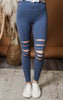 blue laser cut leggings