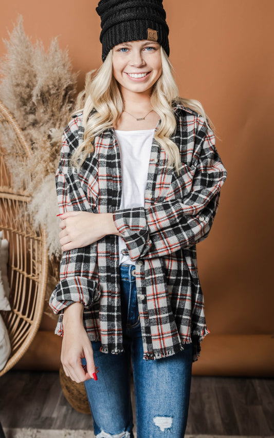 The Sara Plaid Button Up Shacket - Final Sale