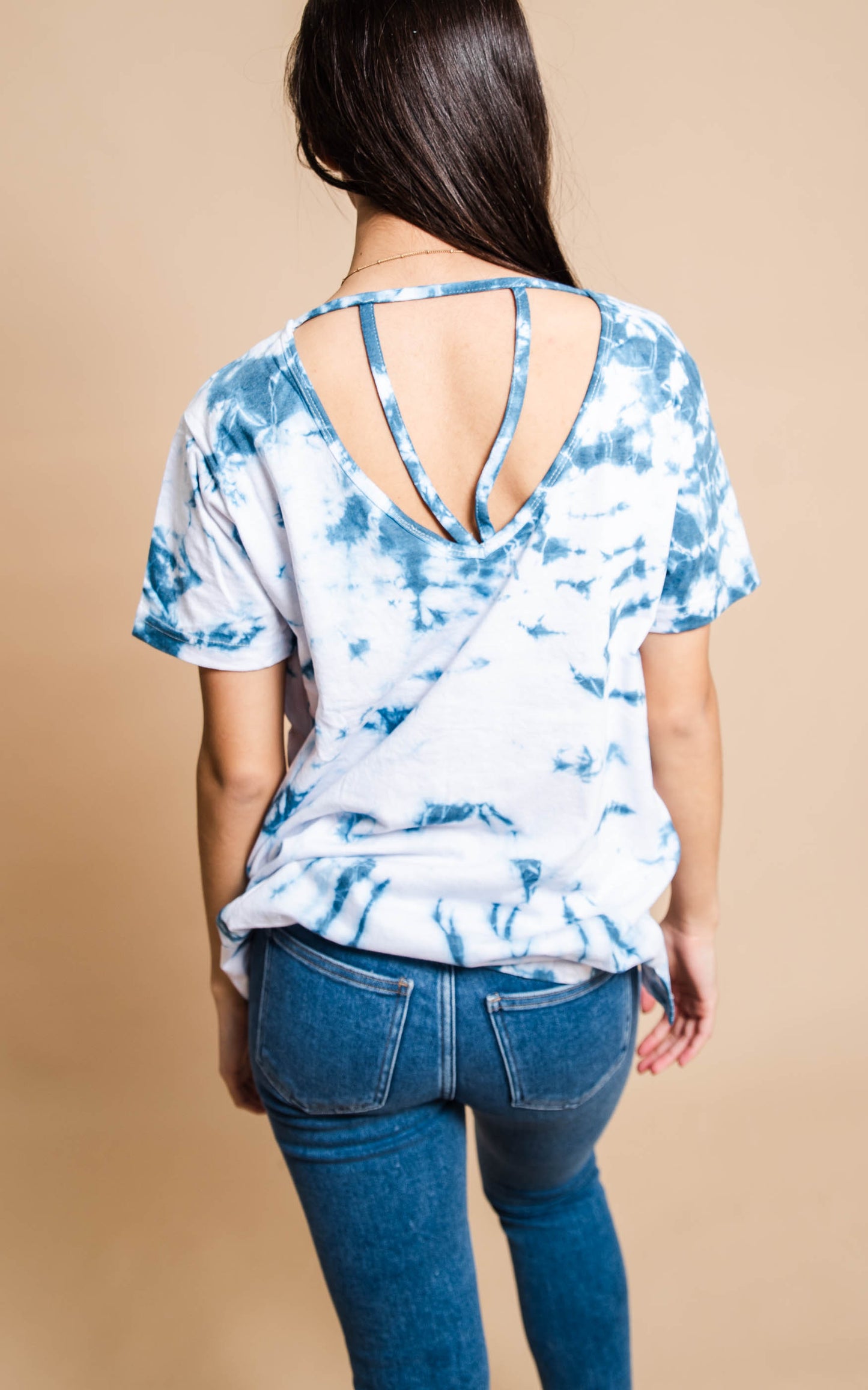 Tie Dye Tunic Length Scoop Tee with Keyhole Back - BAD HABIT BOUTIQUE 