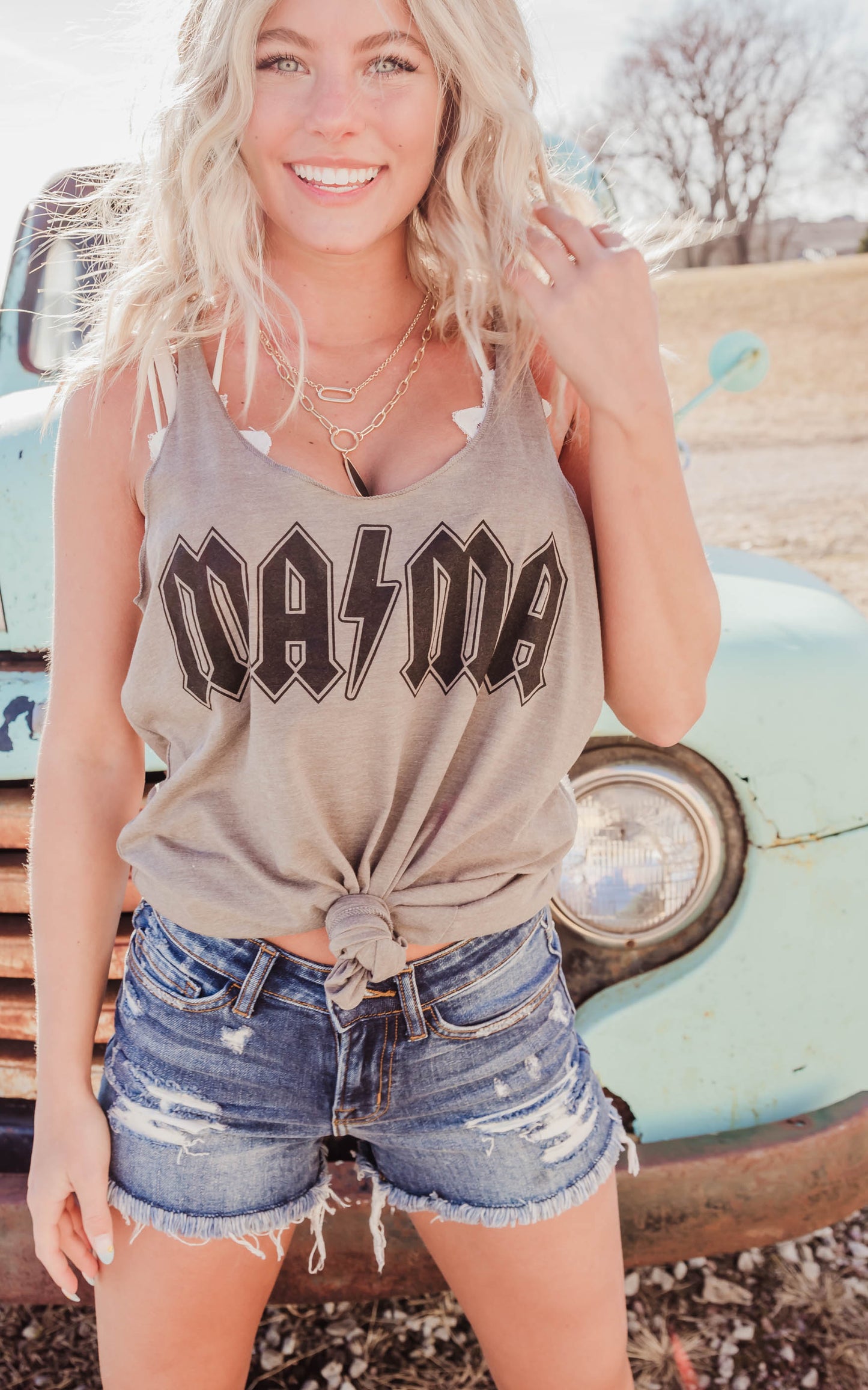 Mama Lightning Bolt  Racer Back Tank** - Final Sale