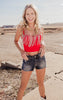 Rhinestone Red Bustier Crop Top