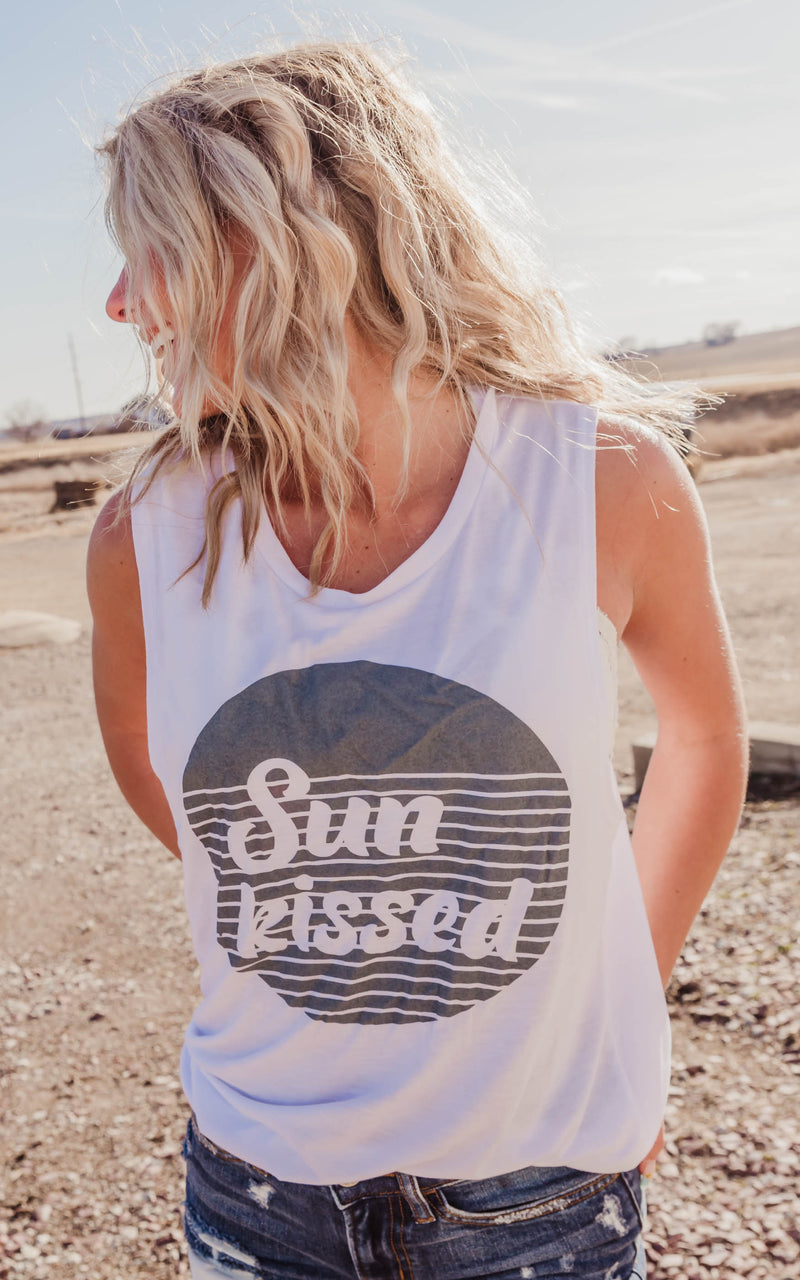 sun kissed graphic tank top