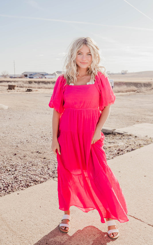 pink maxi dress