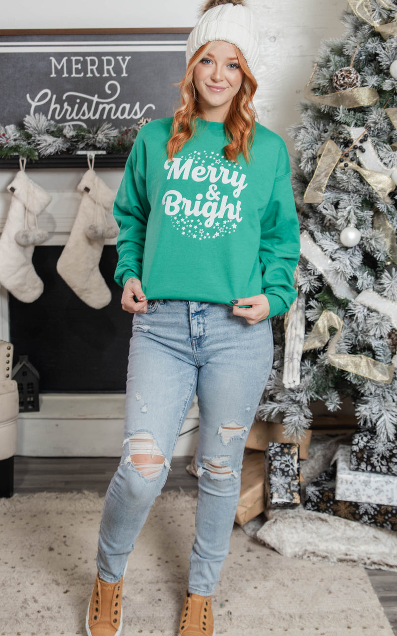 merry & Bright green sweatshirt 