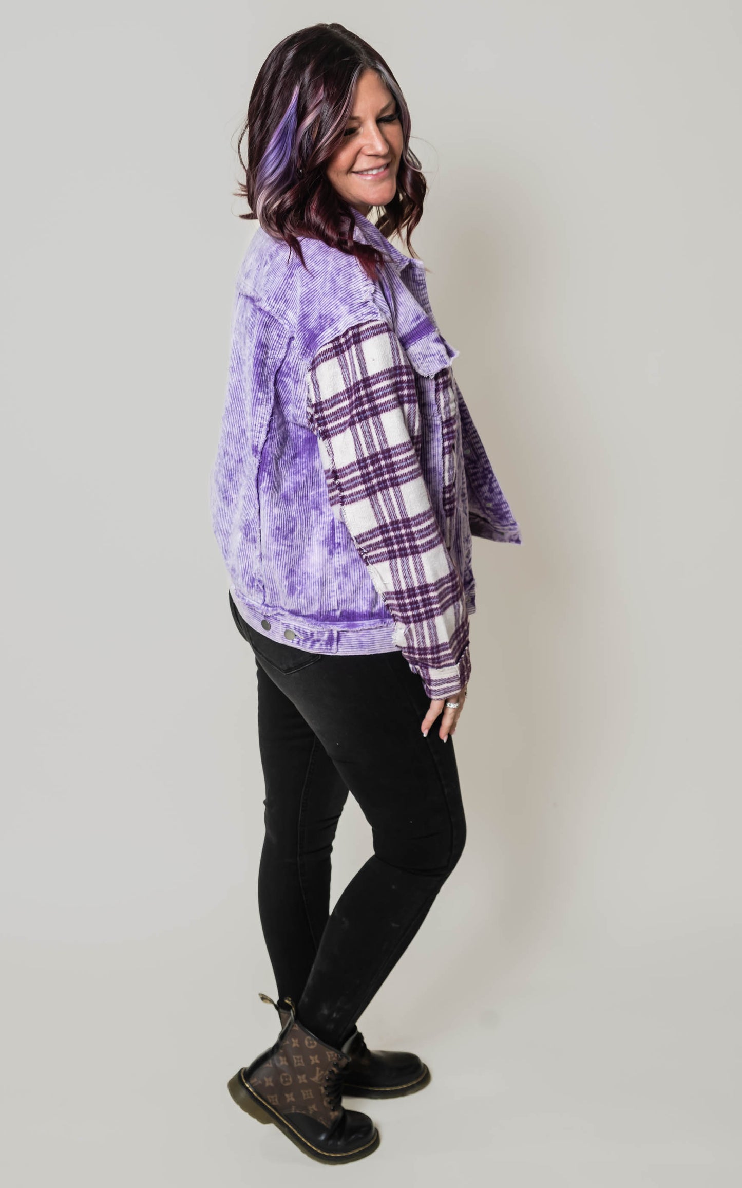 POL PREORDER -Royal Purple Corduroy & Plaid Jacket