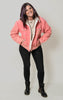 neon pink Oversized Corduroy Trucker Sherpa Jacket