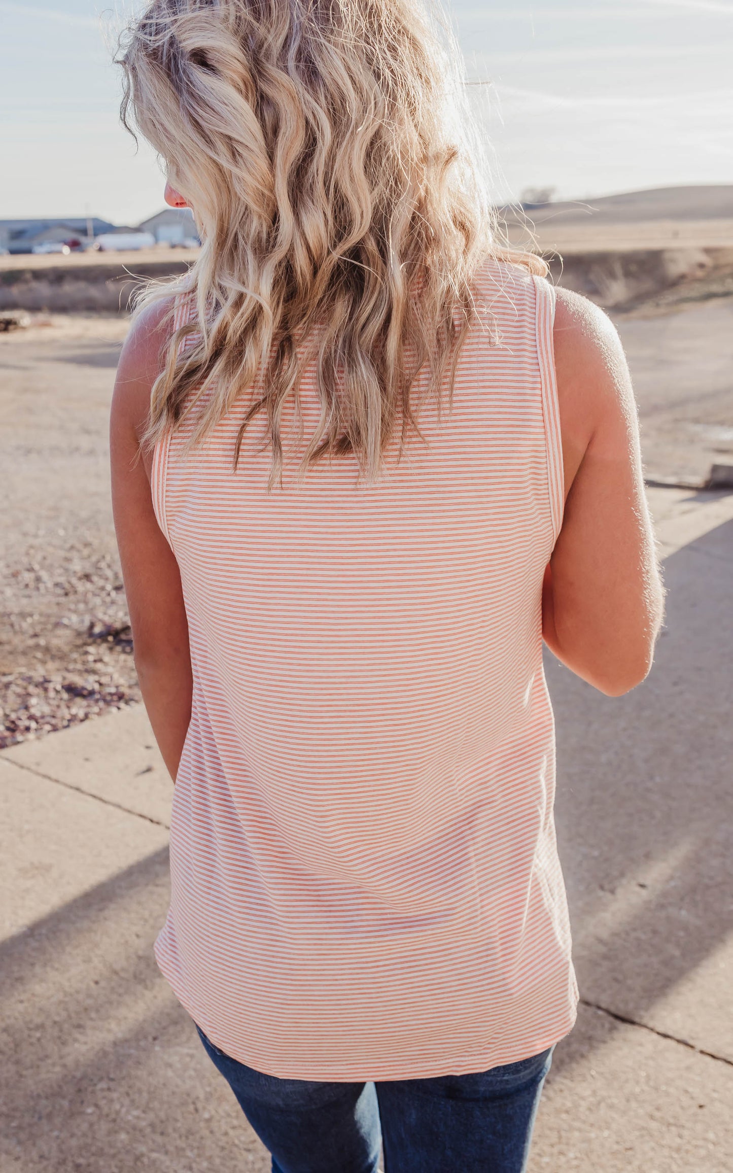 Orange Pinstripe Tank Top - Final Sale