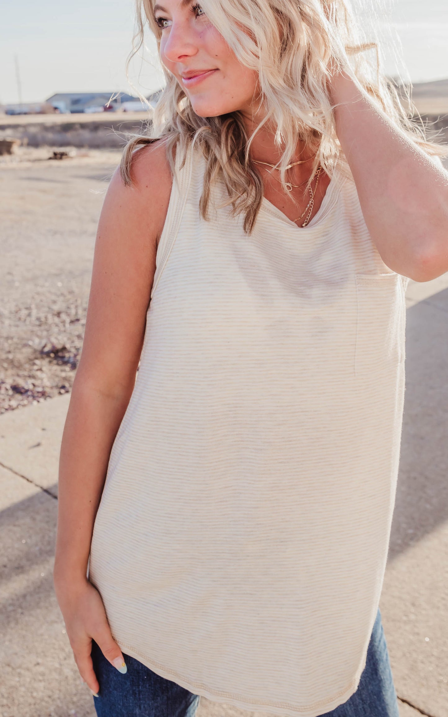 ivory and oatmeal stripe tank top