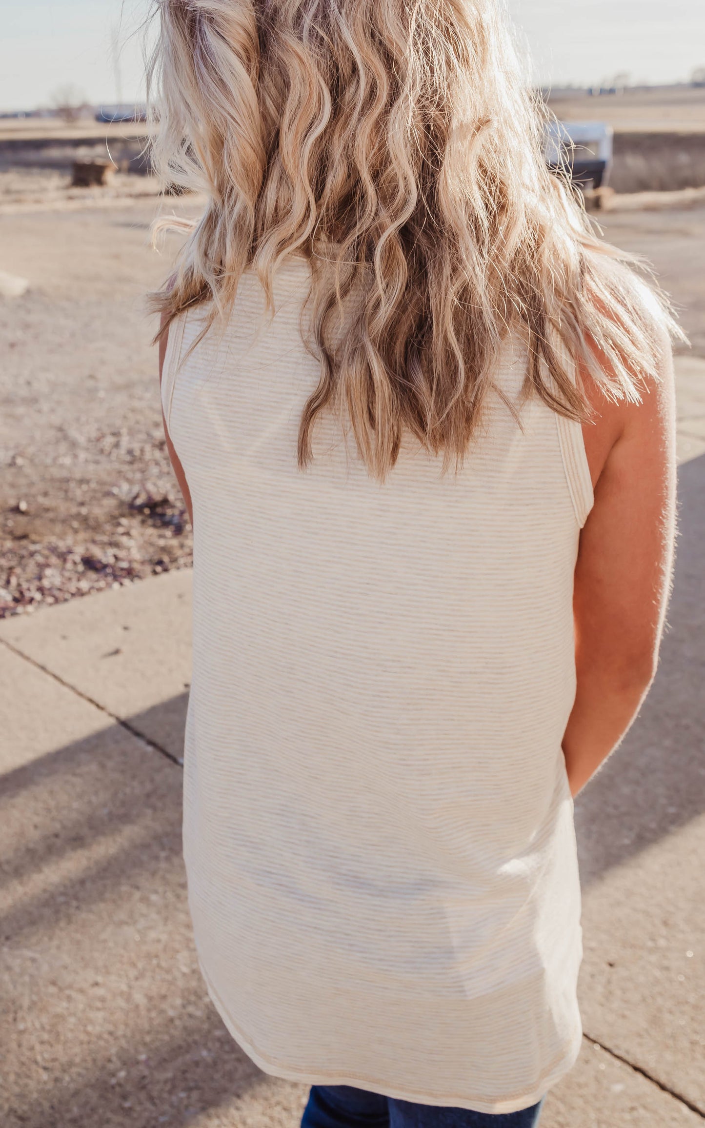 oatmeal and ivory stripe tank top