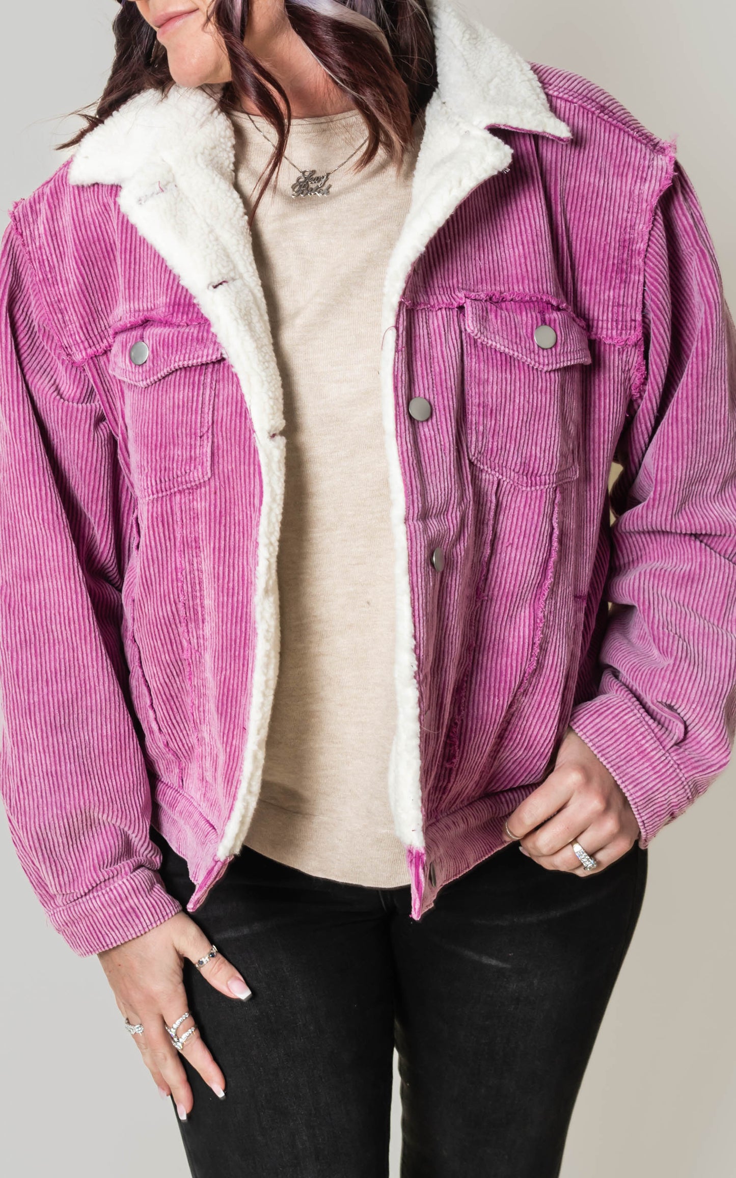 Oversized Corduroy Trucker Sherpa Jacket