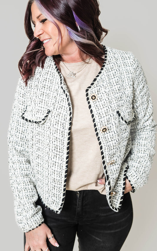 Tweed Button Down Jacket - POL