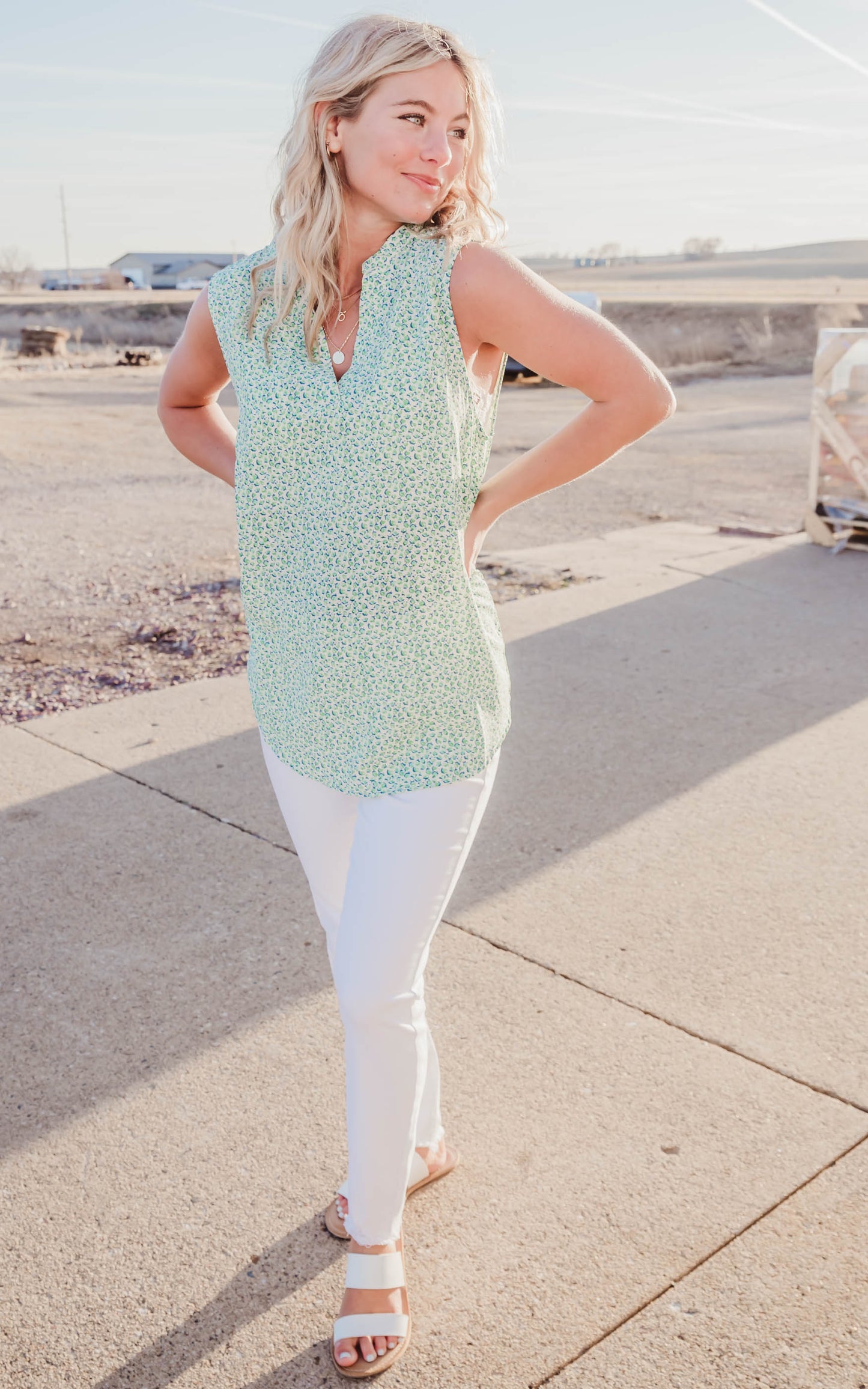 green floral tank 