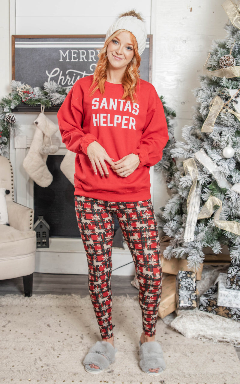 santa's helper red crew neck sweatshirt 