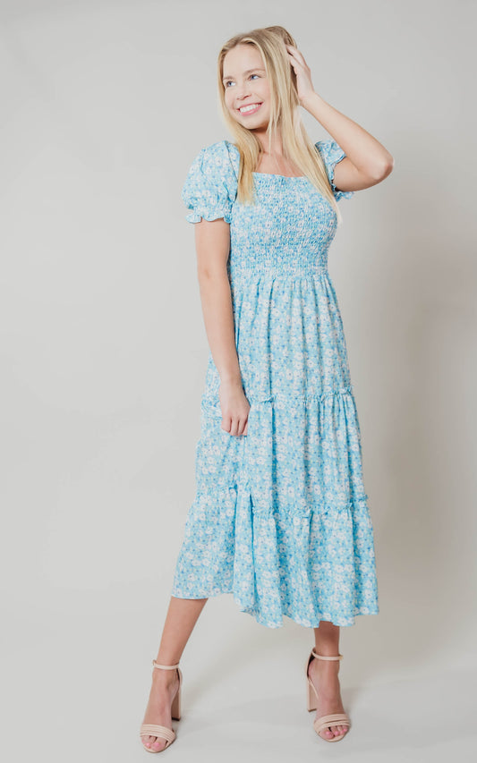 Light Blue Floral Dress - Final Sale