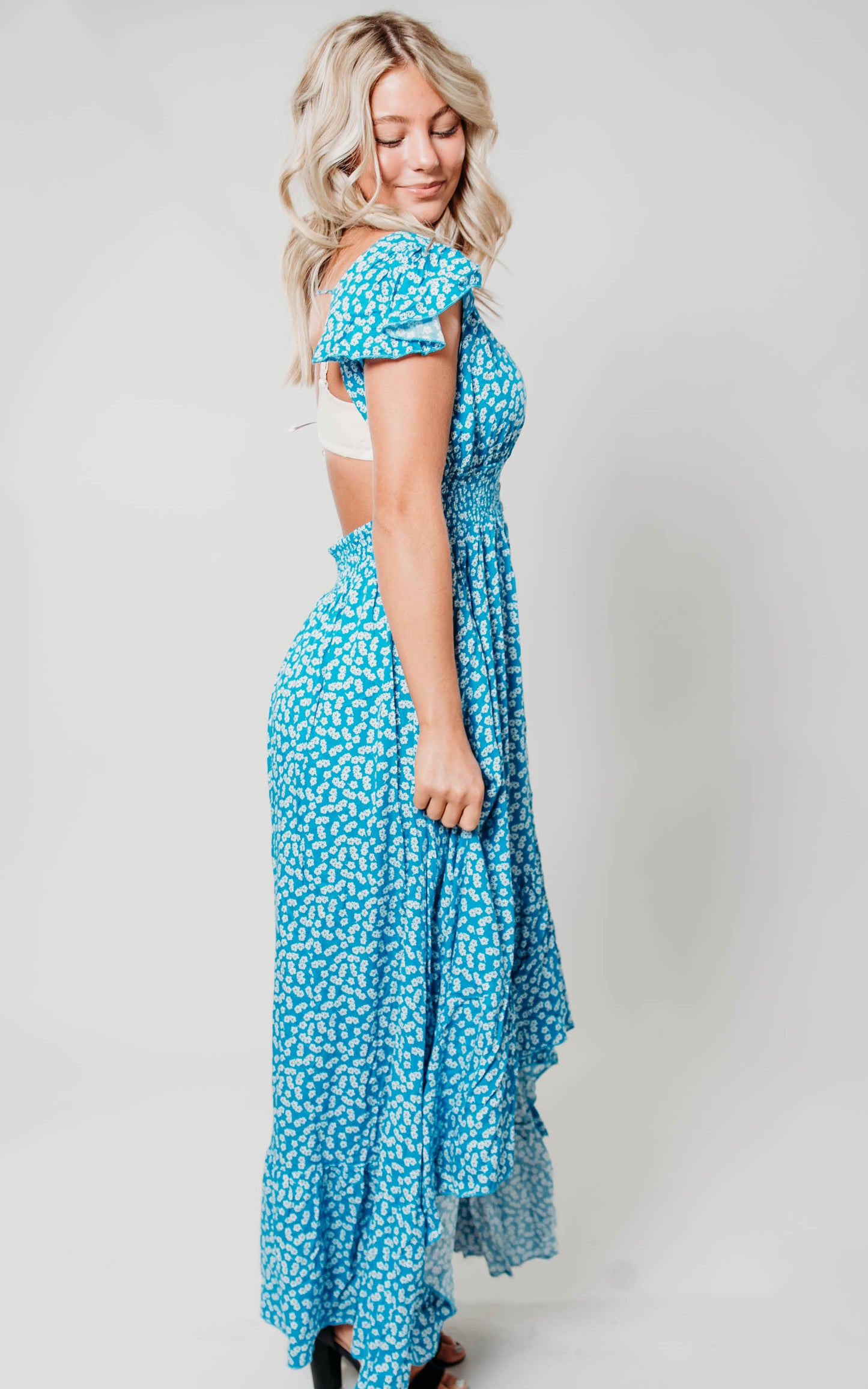 high low blue summer dress 