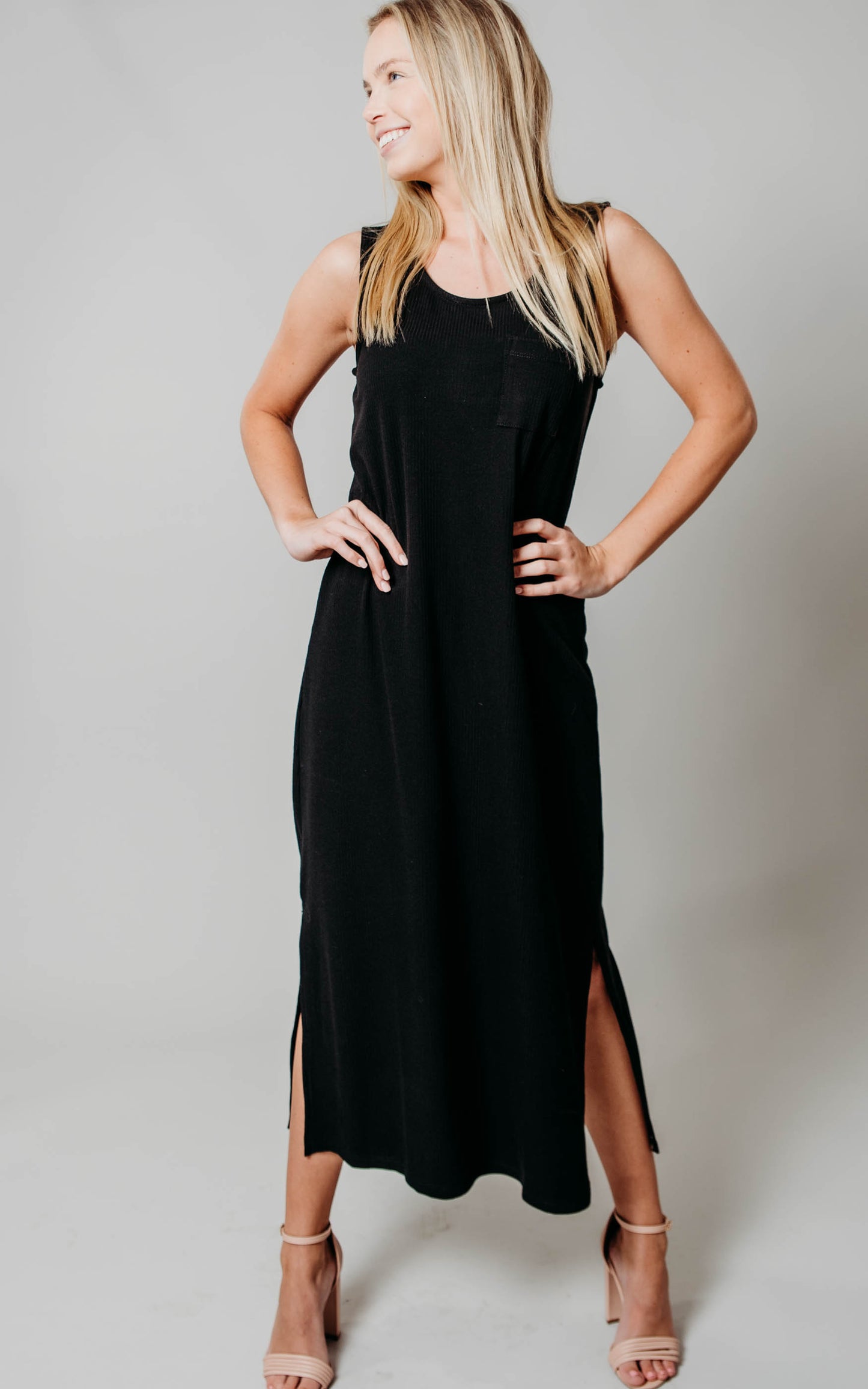 solid black tank dress