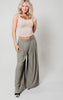 Olive Solid Ribbed Knit Palazzo Pants