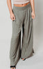 Olive Solid Ribbed Knit Palazzo Pants