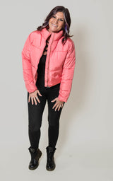 pink puffer jacket 