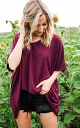 plum oversized blouse