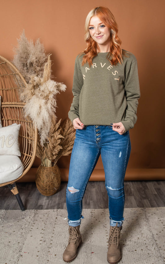 olive green harvest sweatshirt 