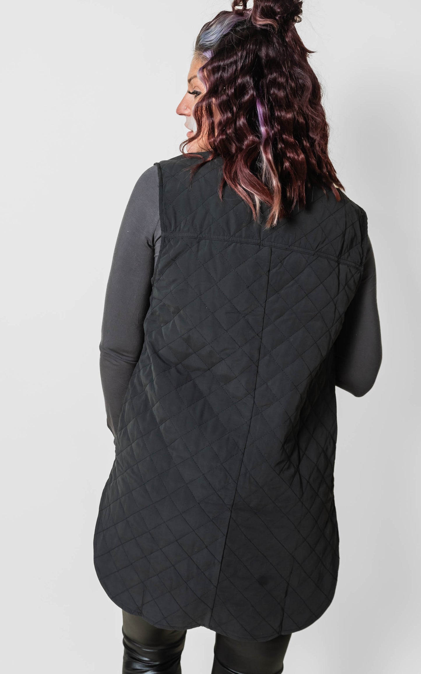 Quilted Button Down Long Vest - Final Sale