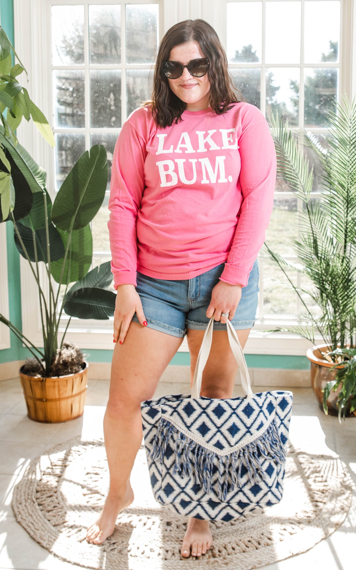 Lake Bum Long Sleeve Top - Pink - BAD HABIT BOUTIQUE 