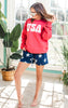 deep heather red USA graphic crew sweatshirt 