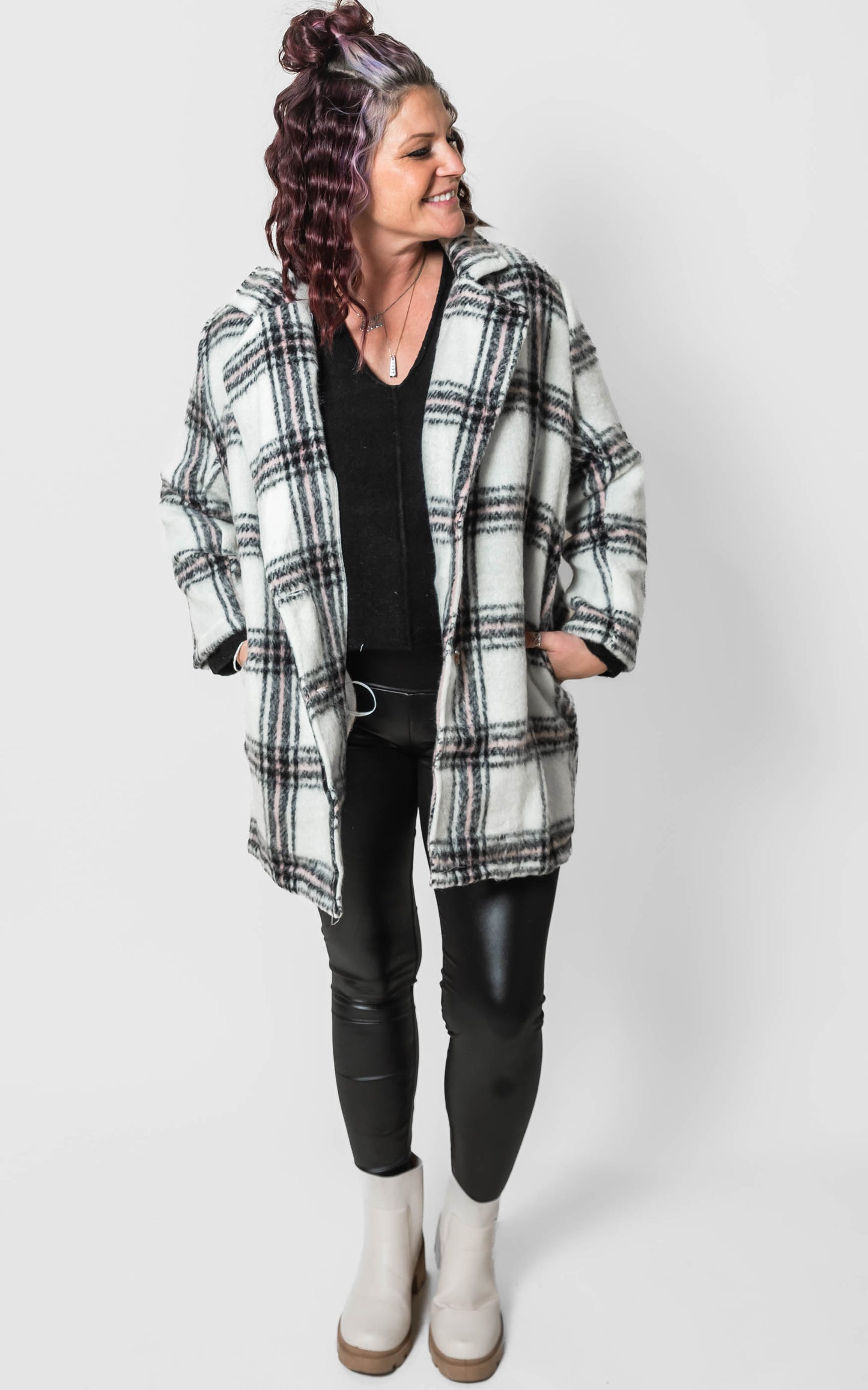 plaid wool blazer shacket