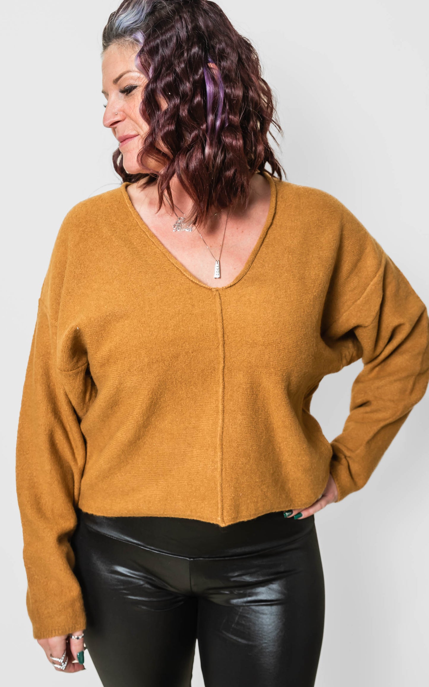 NECK DROPPED SHOULDER SWEATER BY HYFVE - Final Sale