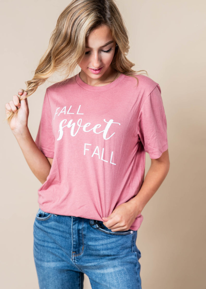 Fall Sweet Fall Tshirt - Mauve - BAD HABIT BOUTIQUE 
