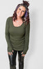 Green Ribbed Top w/ Thumbholes