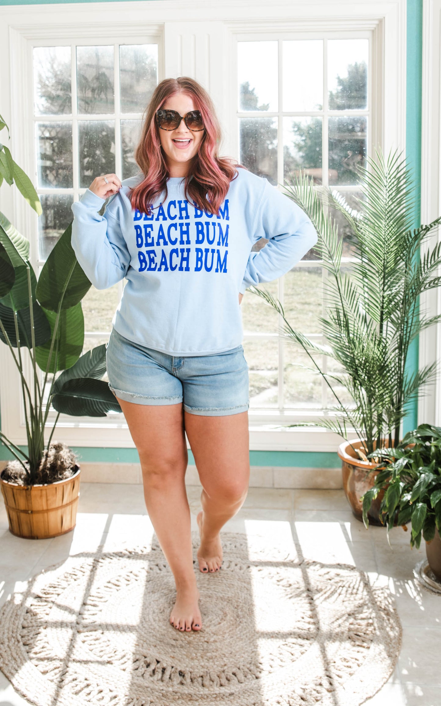 Beach Bum Sweatshirt - Sky Blue - BAD HABIT BOUTIQUE 