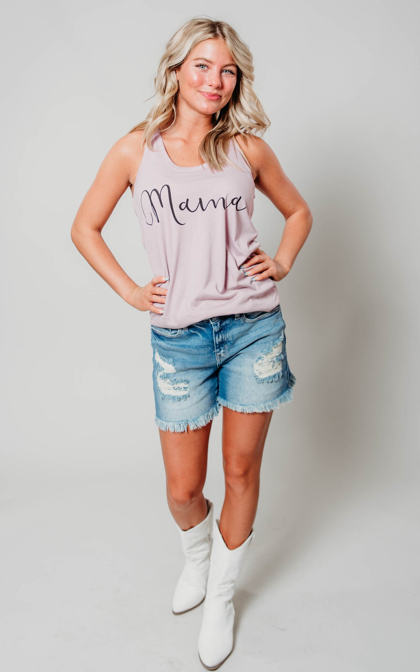 Mama Racerback Tank Top - Heather Lavender- Final Sale**